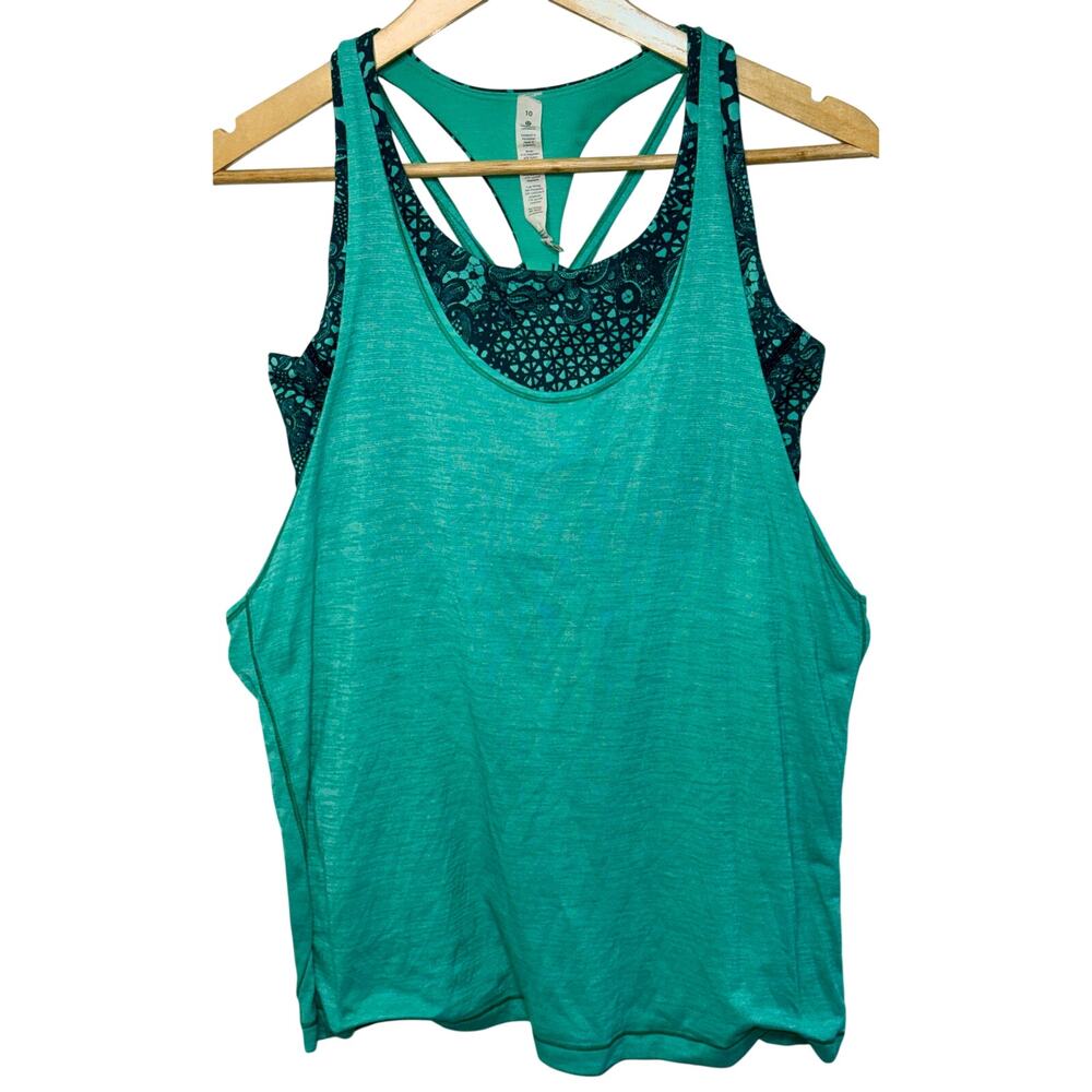 Lululemon Twist And Toil Tank Teal Blue Athletic Racerback Tank Top Womens Sz 10